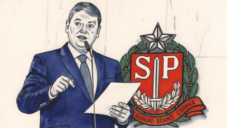 Governador de São Paulo, Tarcísio de Freitas, em evento oficial (Foto: Reprodução)