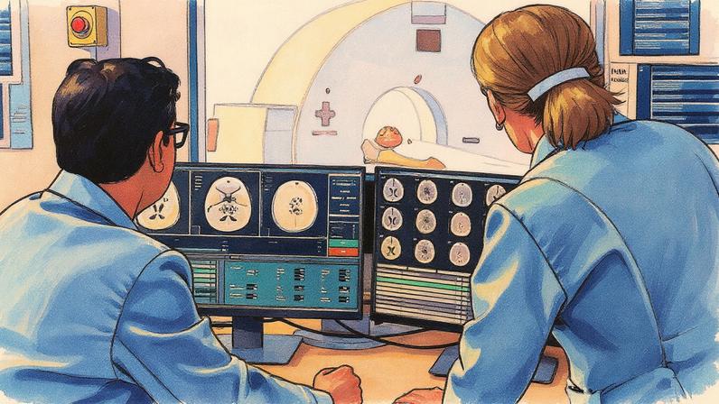 Médicos analisam imagem do cérebro (Foto: Reprodução)