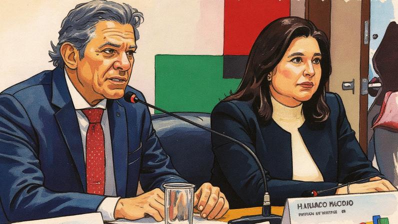 Anúncio das medidas feito pelos ministros Fernando Haddad e Simone Tebet (Foto: Reprodução)