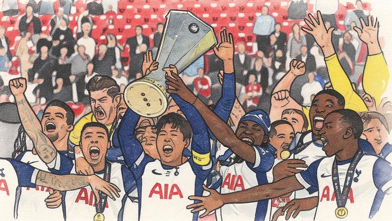 Jogadores do Tottenham celebram a vitória na final da Europa League contra o Manchester United, realizada em San Mamés (Foto: Reprodução)