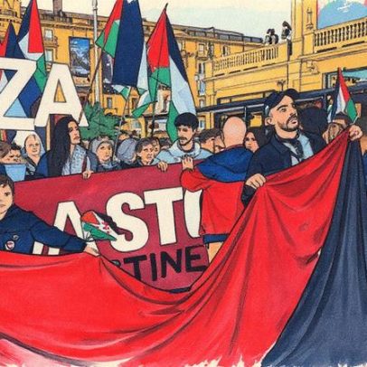 Milhares de manifestantes pedem apoio a Gaza em San Sebastián com apoio do cinema