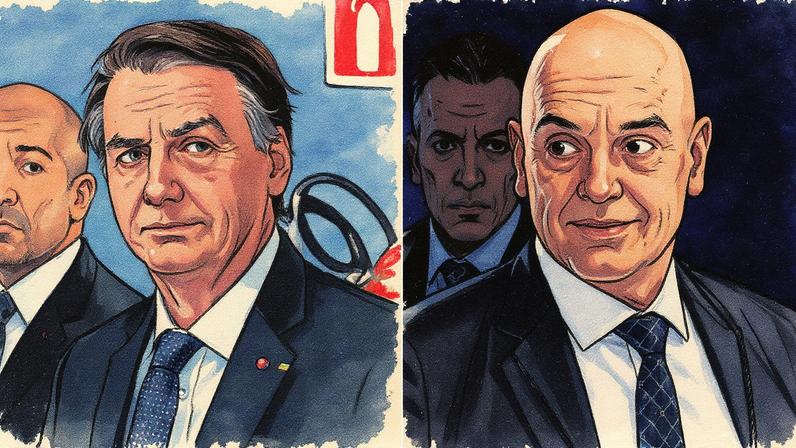 Ex-presidente Jair Bolsonaro e ministro do Supremo Tribunal Federal, Alexandre de Moraes, em uma imagem (Foto: Reprodução)