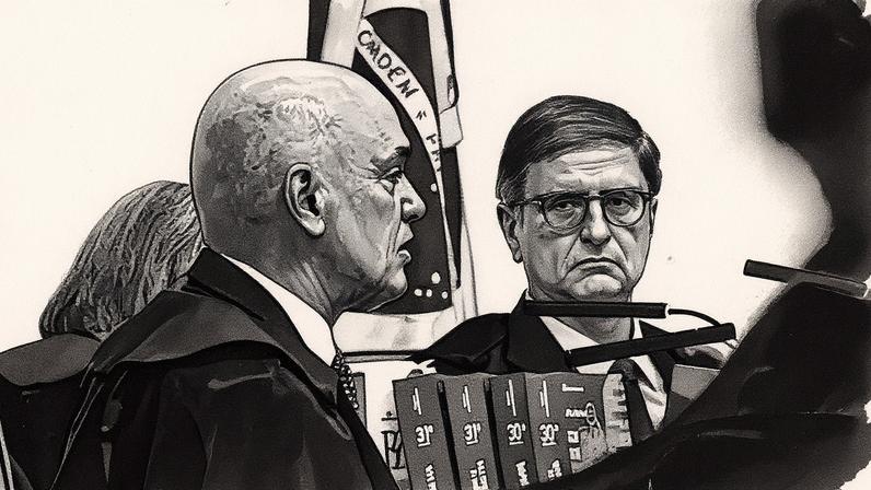 Ministro Alexandre de Moraes e Procurador-Geral da República Paulo Gonet durante julgamento (Foto: Reprodução)