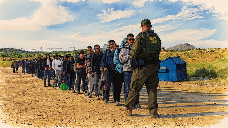 Migrantes detidos na Califórnia em maio de 2024 (Foto: Reprodução)