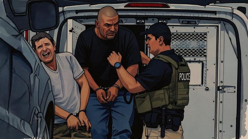 Agente federal transporta detidos para um centro de detenção da ICE (Foto: Reprodução)