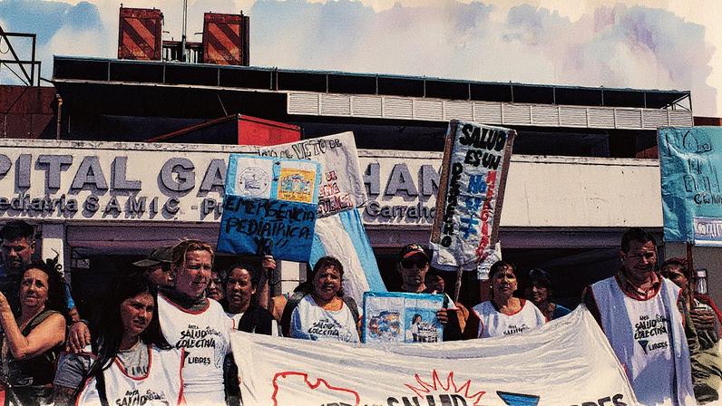 Trabalhadores do Hospital Garrahan protestam contra o veto à saúde pública em Buenos Aires (Foto: Reprodução)