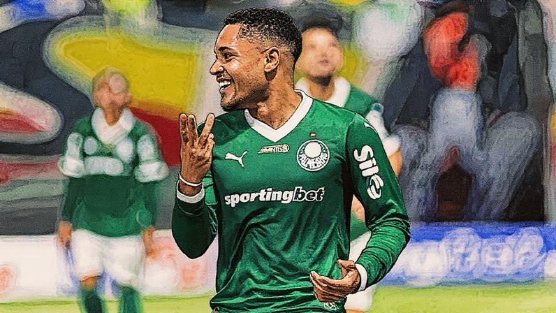 Vitor Roque comemora o terceiro gol contra o Internacional durante partida do Brasileirão (Foto: Reprodução)