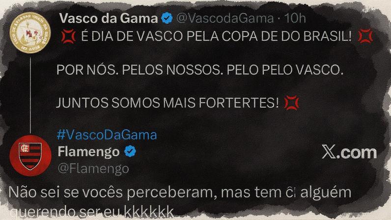 Flamengo faz uma postagem nas redes sociais ironizando o Vasco (Foto: Reprodução)