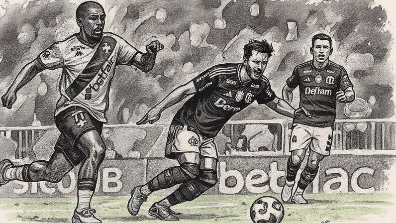 Rayan, do Vasco, dribla a bola durante partida contra o Flamengo (Foto: Reprodução)