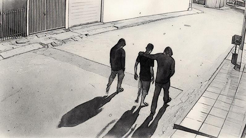 Jovem sendo levado por homens em um momento crítico (Foto: Reprodução)