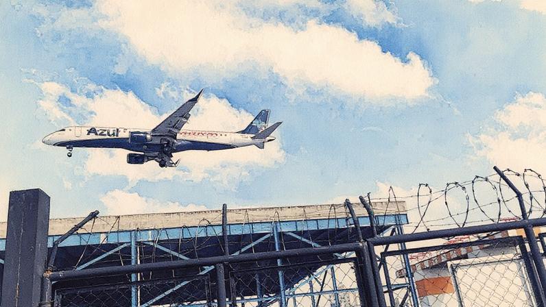 Avião da Azul pousando no aeroporto de Congonhas, em São Paulo (Foto: Reprodução)