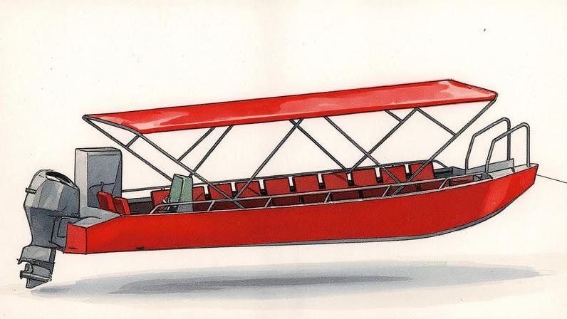 Desenho das lanchas propostas para transporte com tarifa zero em Maricá (RJ) (Foto: Reprodução)