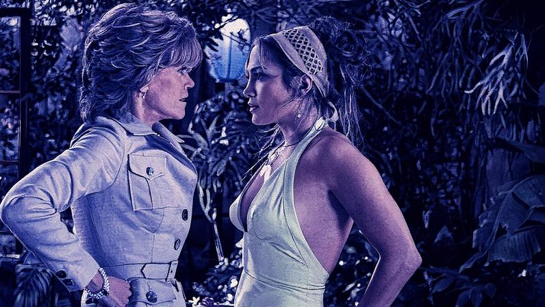 Jane Fonda e Jennifer Lopez em cena do filme 'Si te casas... te mato' (Foto: Reprodução)