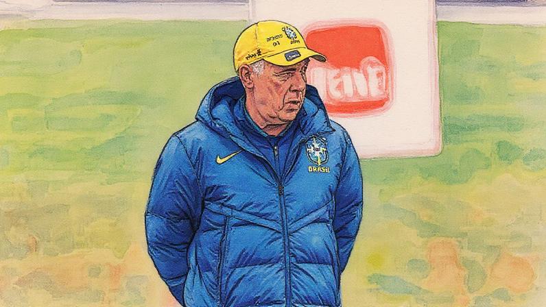 Carlo Ancelotti comanda treino da seleção brasileira na Granja Comary (Foto: Reprodução)