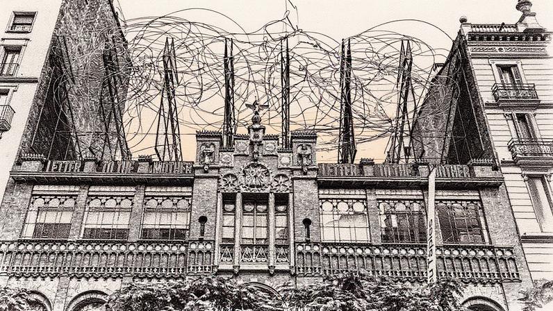 Instalação 'Letter to the Mother' de Elena del Rivero na fachada do Museu Tàpies, em Barcelona (Foto: Reprodução)