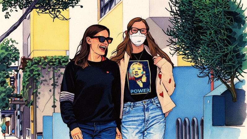 Jennifer Garner e sua filha Violet Affleck caminham pelas ruas de Los Angeles, Califórnia, em 11 de maio de 2024 (Foto: Reprodução)