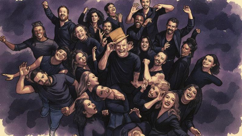 Elenco do musical 'Chorus Line', com destaque para o ator Raul Gazolla (Foto: Reprodução)