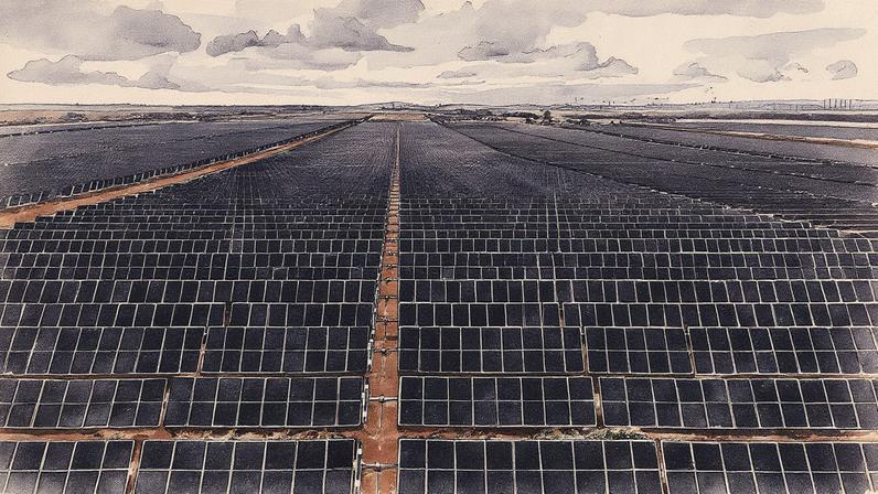 Placas de energia solar instaladas em um campo em Minas Gerais (Foto: Reprodução)