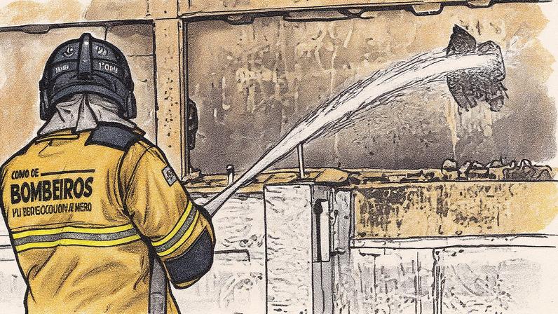 Militares do Corpo de Bombeiros combatem incêndio em uma filial do Amigão (Foto: Reprodução)