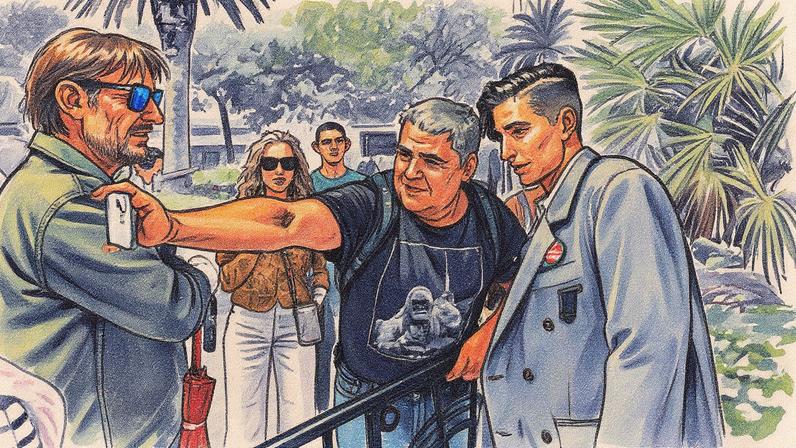 Alba Flores atende a fãs na entrada traseira do hotel María Cristina em San Sebastián (Foto: Reprodução)