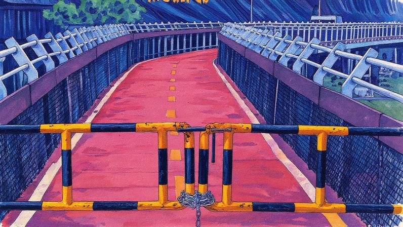 Ciclovia Tim Maia, na Avenida Niemeyer, fechada devido à previsão de ondas de 2 metros de altura (Foto: Reprodução)