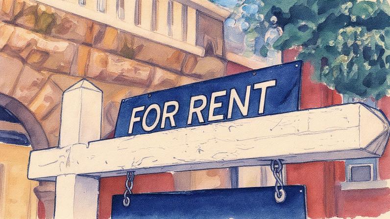 Placa de "Para Alugar" em frente a um prédio no bairro Capitol Hill, em Washington, DC (Foto: Reprodução)