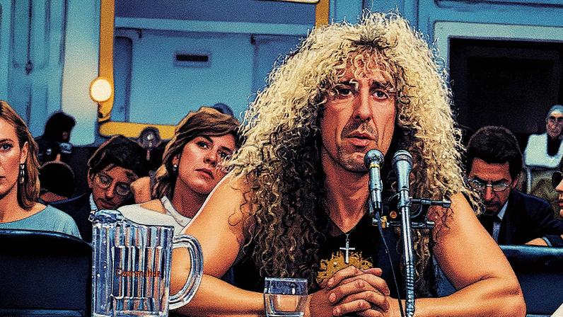 Dee Snider, vocalista da banda Twisted Sister, testifica no Senado dos EUA em 19 de setembro de 1985 (Foto: Reprodução)