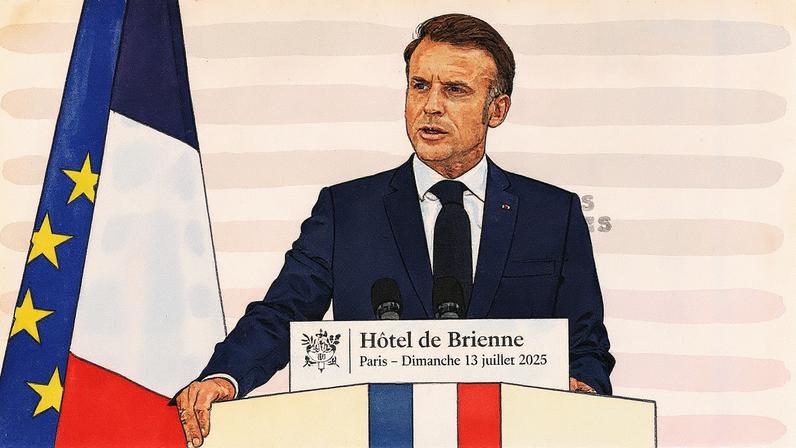 Presidente da França, Emmanuel Macron, discursa para líderes militares no Hôtel de Brienne, em Paris (Foto: Reprodução)