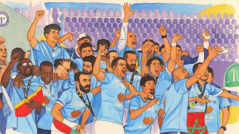 Jogadores do Pyramids comemoram a conquista da Champions League da África (Foto: Reprodução)