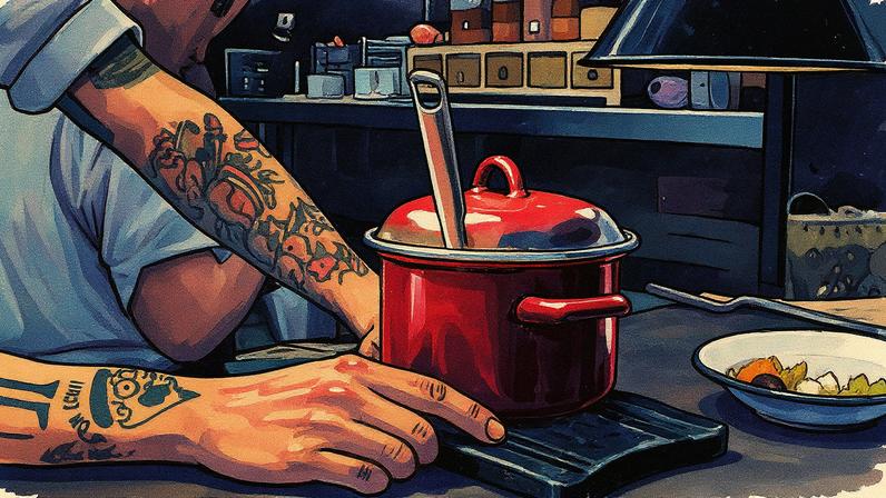 Prato de puchero de legumbres servido por Edorta Lamo no menu Mendialdea, no restaurante Arrea! em Álava (Foto: Reprodução)