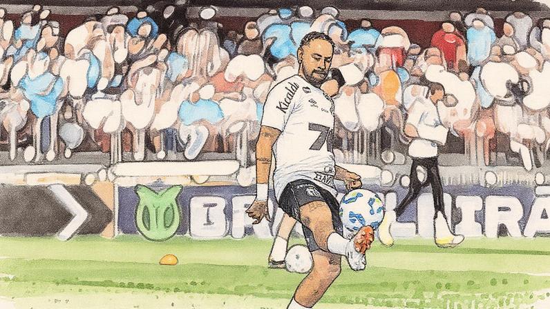 Neymar veste a camisa do Santos após passagem pelo Al-Hilal e saída do PSG (Foto: Reprodução)
