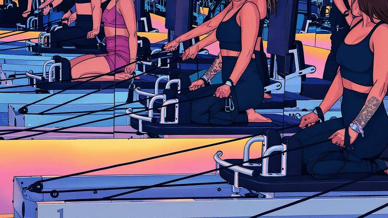 Alunos praticam pilates em uma aula em São Paulo (Foto: Reprodução)