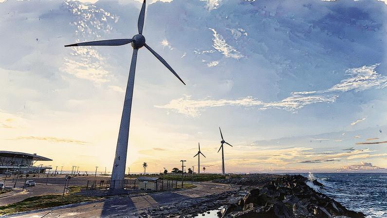 Turbinas eólicas em Fortaleza (Foto: Reprodução)
