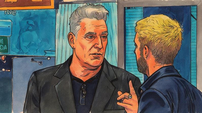 Loquillo e David Broncano durante visita ao programa 'La revuelta' da RTVE (Foto: Reprodução)