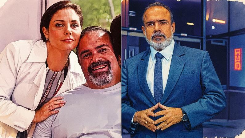 André Mattos e Heloisa Périssé em 2012, e o ator atualmente caracterizado para 'Três Graças' (Foto: Reprodução)