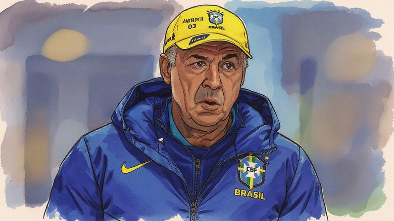 Técnico Carlo Ancelotti em treino da seleção brasileira — Foto: Rafael Ribeiro / CBF