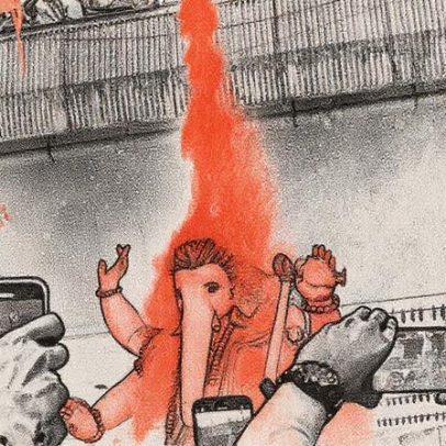 Indianos celebram o último dia do Ganesh Chaturthi com imersão no mar