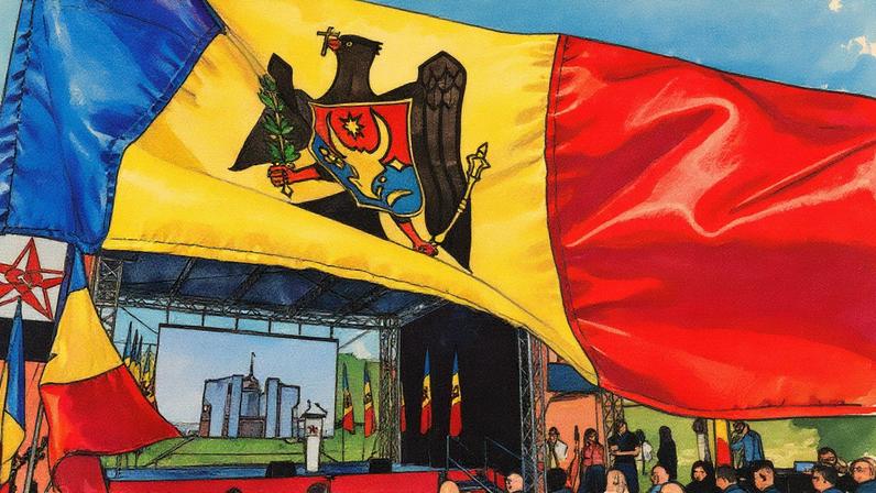 Ato de campanha do partido prorrusso Bloque Patriótico em Chisináu, realizado em 29 de agosto (Foto: Reprodução)