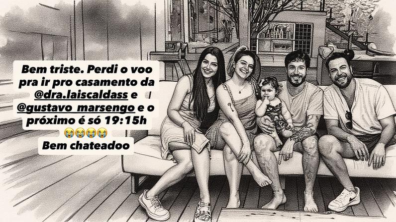 Eliezer não conseguiu embarcar no voo para o casamento de Laís e Gustavo (Foto: Reprodução)
