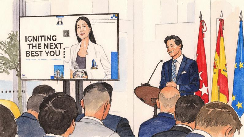 Lee Newman, decano de IE Business School, leciona em sala de aula (Foto: Reprodução)