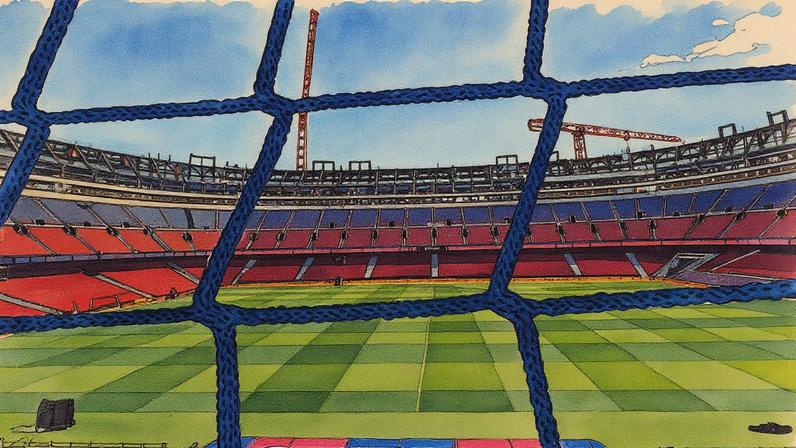 Novo estádio Spotify Camp Nou durante visita às obras organizada pelo FC Barcelona (Foto: Reprodução)