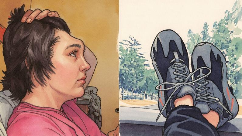 Montagem de Gráinne Kealy com publicação nas redes sociais mostrando os pés no painel do carro (Foto: Reprodução)