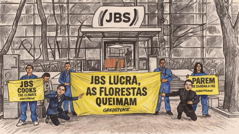 Sede da JBS invadida por manifestantes em abril (Foto: Reprodução)