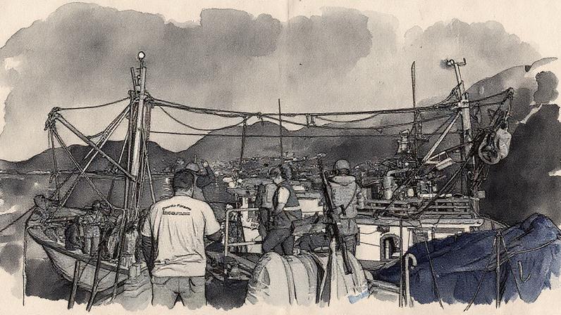 Operação contra pesca ilegal na Reserva Extrativista da Marinha em Itaipu (Foto: Reprodução)