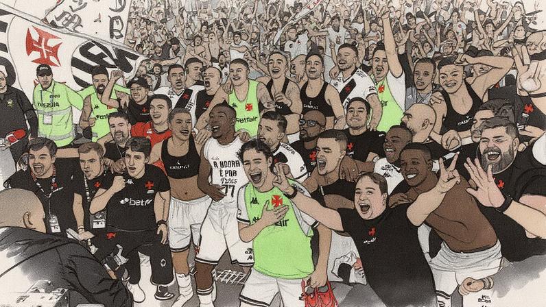 Elenco do Vasco celebra a classificação para a semifinal da Copa do Brasil (Foto: Reprodução)