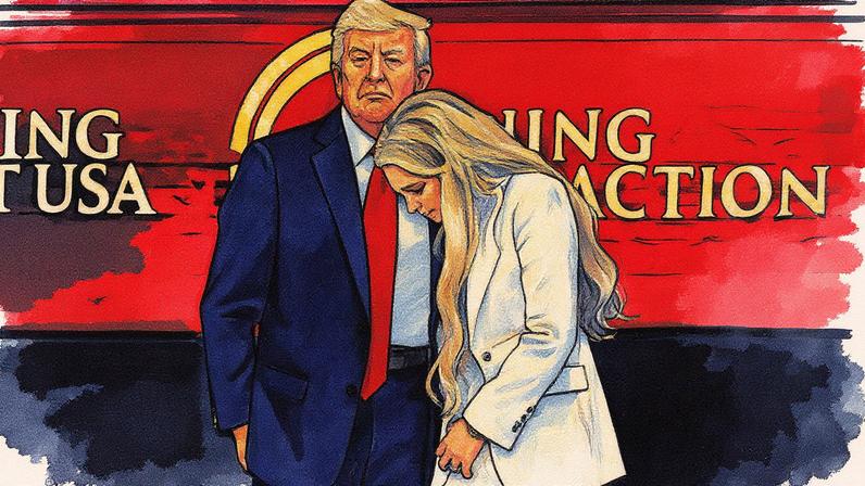 Esposa de Charlie Kirk, Erika Kirk, ao lado do presidente dos EUA, Donald Trump, durante funeral em Glendale, Arizona (Foto: Reprodução)