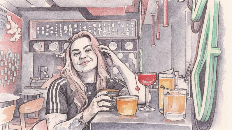 Sócia Nanda Lemos apresenta drinques da casa no Mizu Izakaya (Foto: Reprodução)