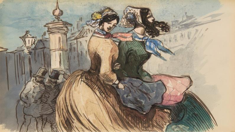 Cena da Paris do século XIX retratada por Constantin Guys (Foto: Reprodução)