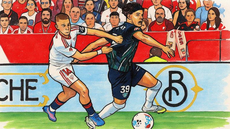 Peque supera Héctor Fort antes de marcar o segundo gol do Sevilla (Foto: Reprodução)