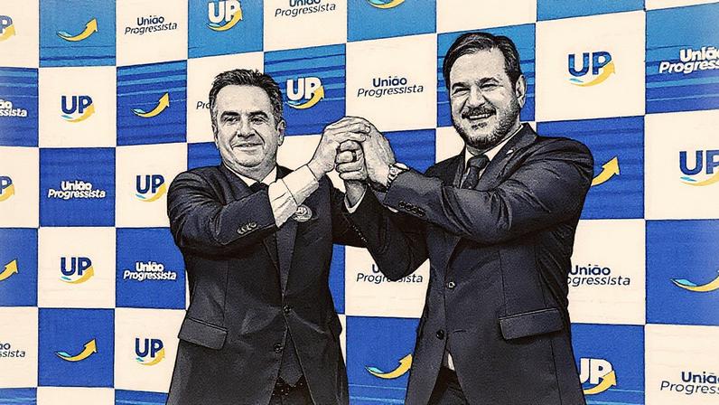 Ciro Nogueira e Antônio Rueda, presidentes do PP e do União Brasil, respectivamente, em evento político (Foto: Reprodução)